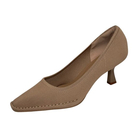 New Cosy Island New RefinEdge Square Toe Heeled Pumps Tan Heels Size 10 - Picture 1 of 7